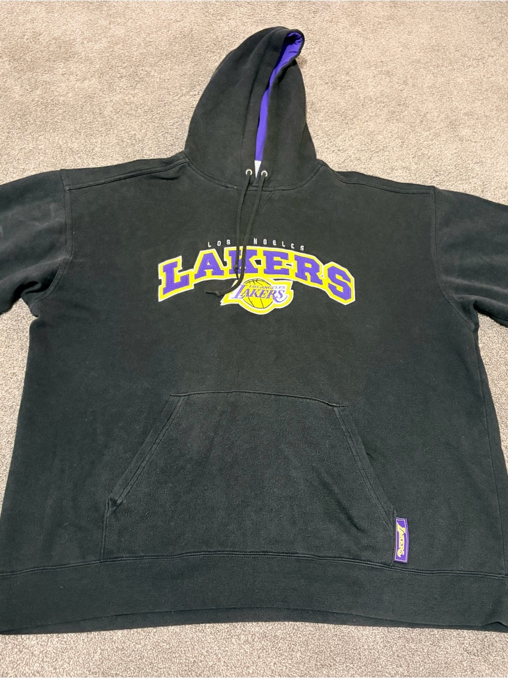 Lee Black Los Angeles Lakers Crewneck Hoodie with Purple and Gold Logo